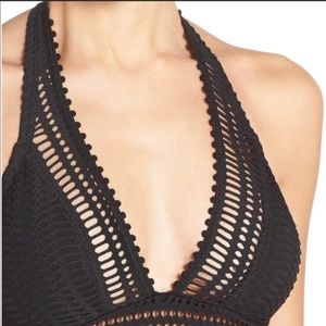 Robin Piccone black halter style bikini top